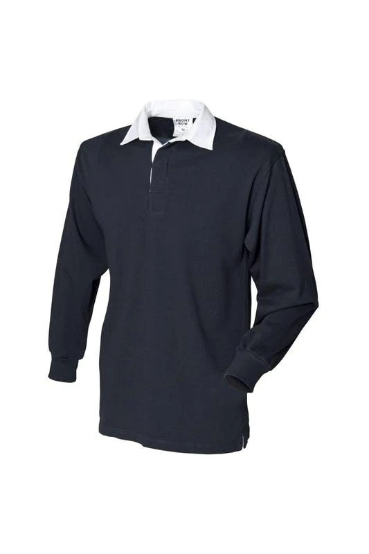 商品Front Row|Front Row Mens Long Sleeve Sports Rugby Shirt (Black),价格¥272,第1张图片