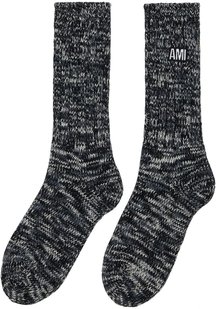 商品AMI|Black Marled Socks,价格¥585,第2张图片详细描述