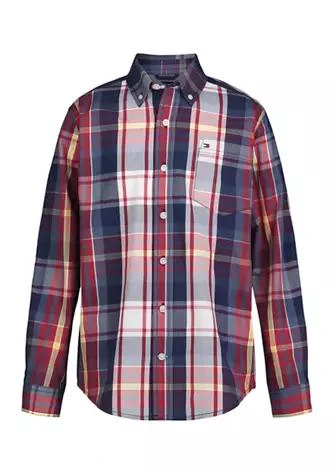 商品Tommy Hilfiger|Hilfiger Boys 8 20 Long Sleeve Plain Weave Shirt,价格¥160,第1张图片