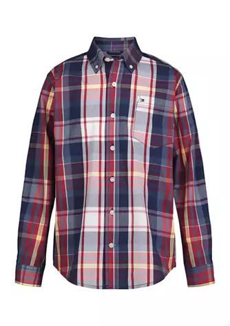 商品Tommy Hilfiger|Boys 8-20 Long Sleeve Plain Weave Shirt,价格¥310,第1张图片