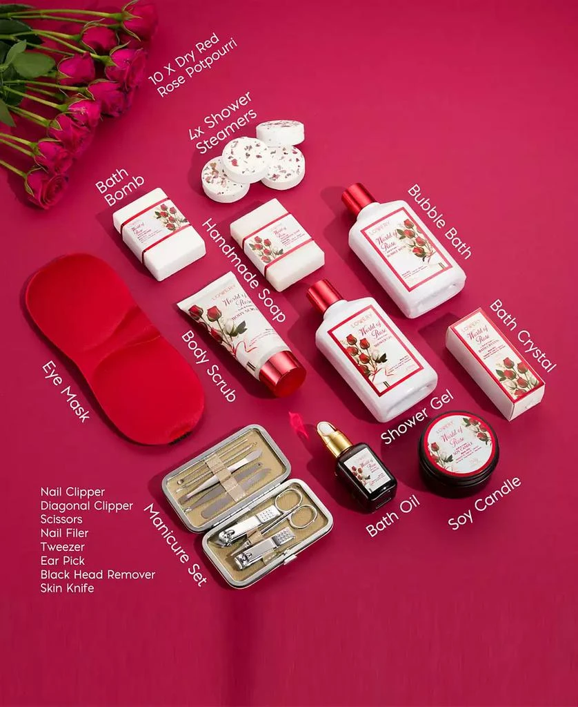 Red Rose Home Spa Body Care Gift Set, Beauty and Personal Care Kit, Bath and Body Gift Set, 35 Piece 商品