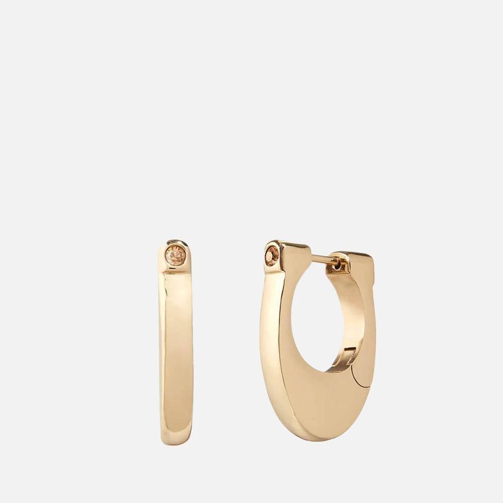 商品The Hut|Coach Chunky C Gold-Tone and Crystal Hoop Earrings,价格¥561,第1张图片