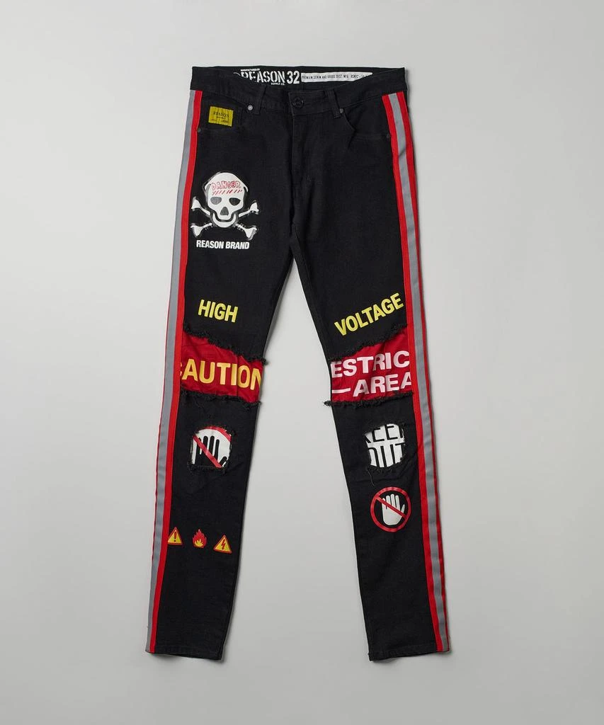 商品Reason Clothing|Restricted Graphic Print Side Stripe Jeans,价格¥60,第2张图片详细描述