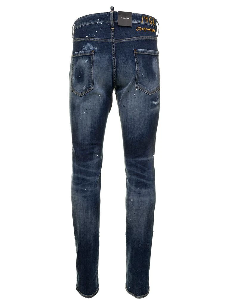 商品DSQUARED2|Blue Stretch Denim Jeans With Destroyed Detailing And Paint Stains In Cotton Man Dsquared2,价格¥3341,第2张图片详细描述