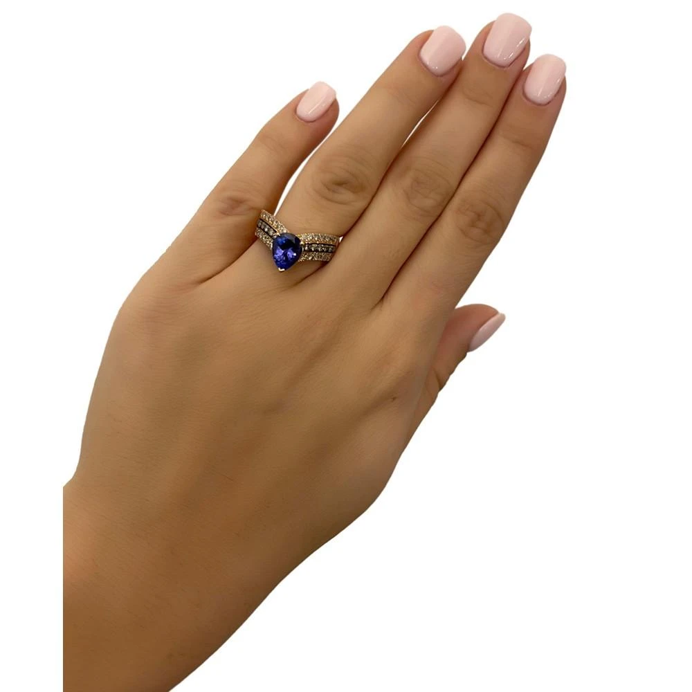 商品Le Vian|Blueberry Tanzanite (1-1/2 ct. t.w.) & Diamond (3/4 ct. t.w.) V Ring in 14k Rose Gold,价格¥36613,第2张图片详细描述