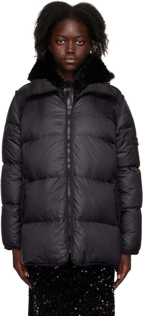 商品Yves Salomon|Black Paneled Down Jacket,价格¥4487,第1张图片