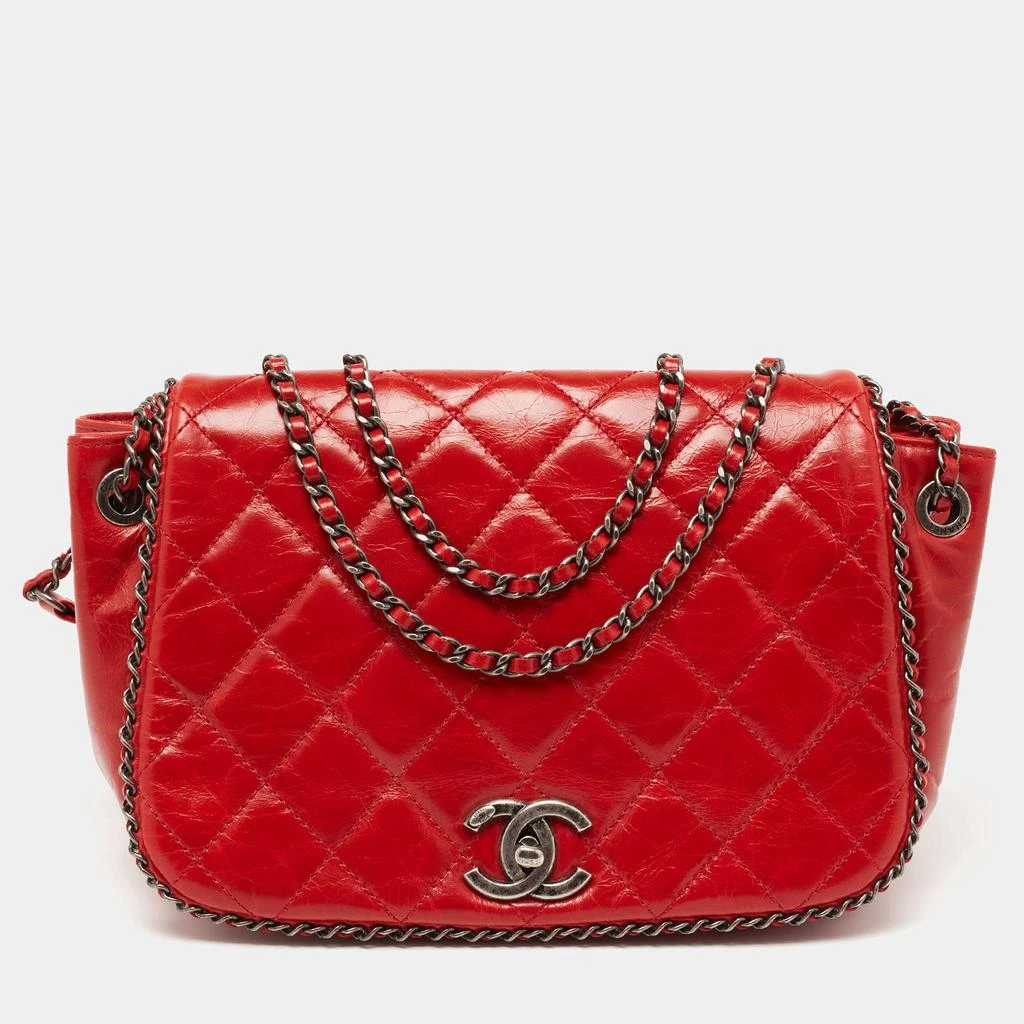 商品[二手商品] Chanel|Chanel Red Leather Chain Around Flap Shoulder Bag,价格¥13217,第1张图片