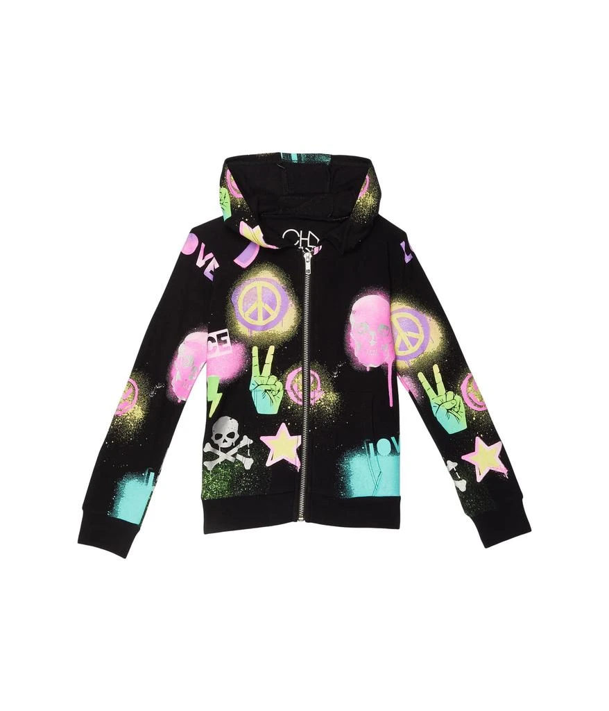 商品Chaser|Skull Mash Up RPET Cozy Knit Long Sleeve Zip-Up Hoodie (Toddler/Little Kids),价格¥206,第1张图片