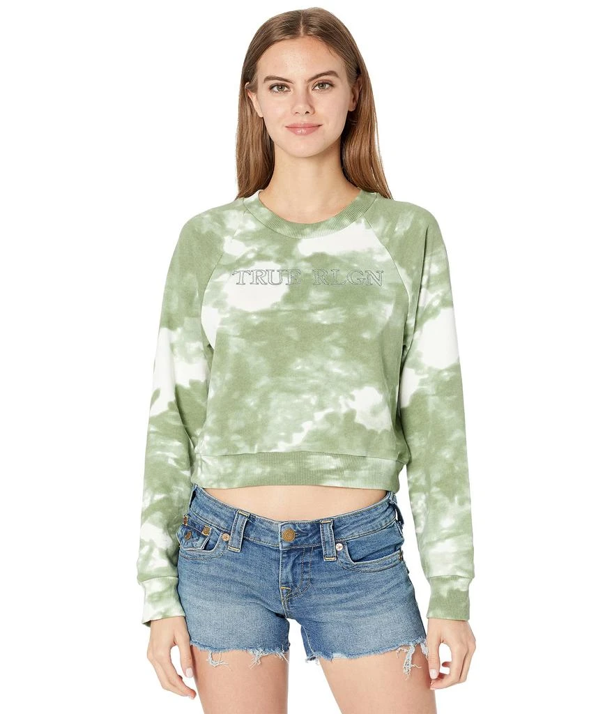 商品True Religion|Tie-Dye Shrunk Raglan Sweatshirt,价格¥202,第1张图片