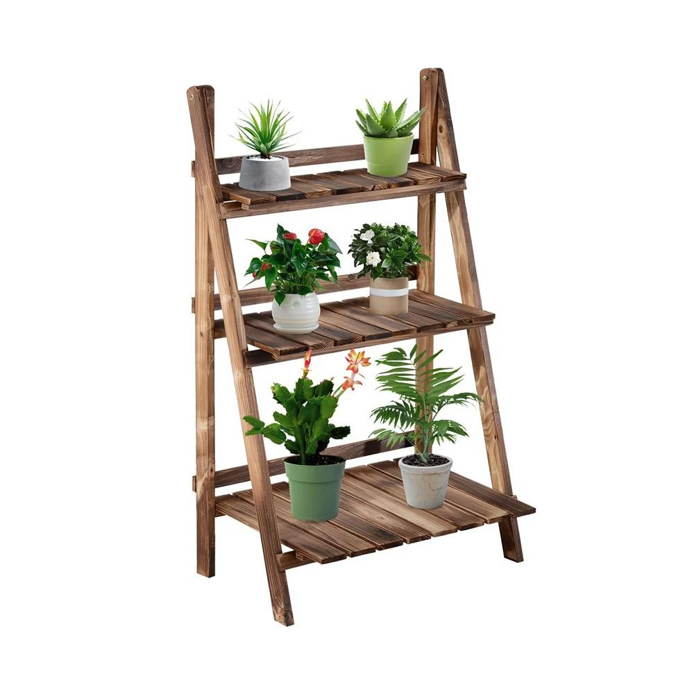 商品Outsunny|3 Tier Ladder-style Wooden Flower Plant Stand Outdoor Garden Shelf,价格¥499,第1张图片