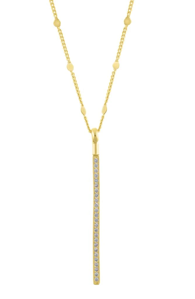 商品ADORNIA|14K Gold Plated Pavé CZ Bar Pendant Necklace,价格¥151,第1张图片