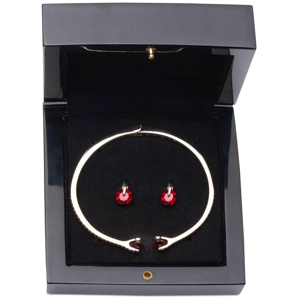 商品Givenchy|Gold-Tone 2-Pc. Set Red Floating Glass Stone Bangle Bracelet & Stud Earrings,价格¥377,第3张图片详细描述