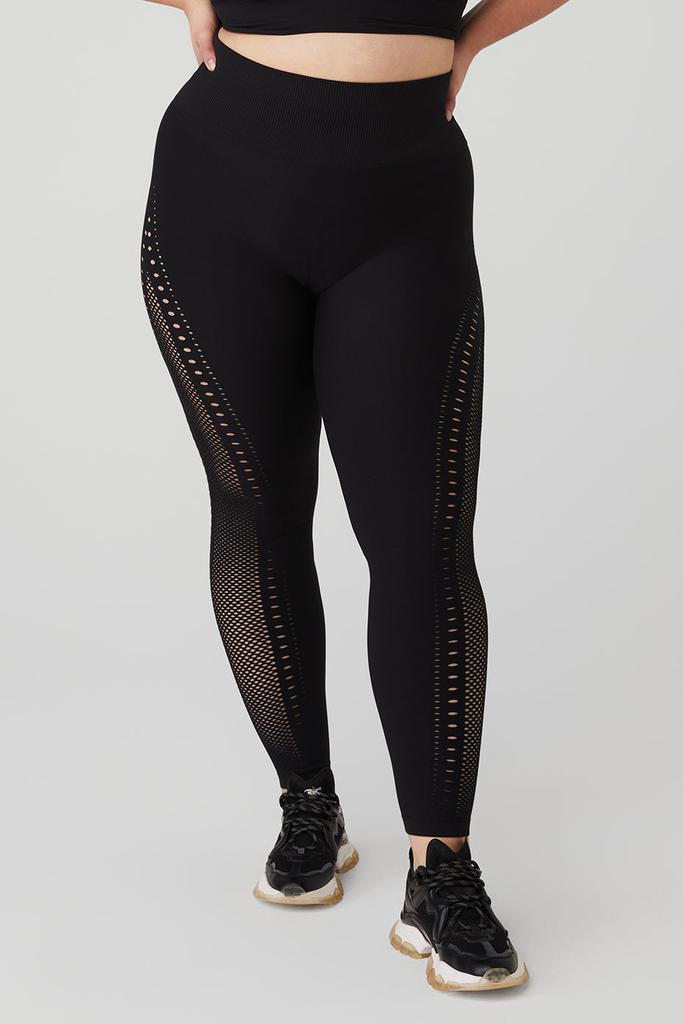 Seamless High-Waist 7/8 Open Air Legging - Black商品第5张图片规格展示