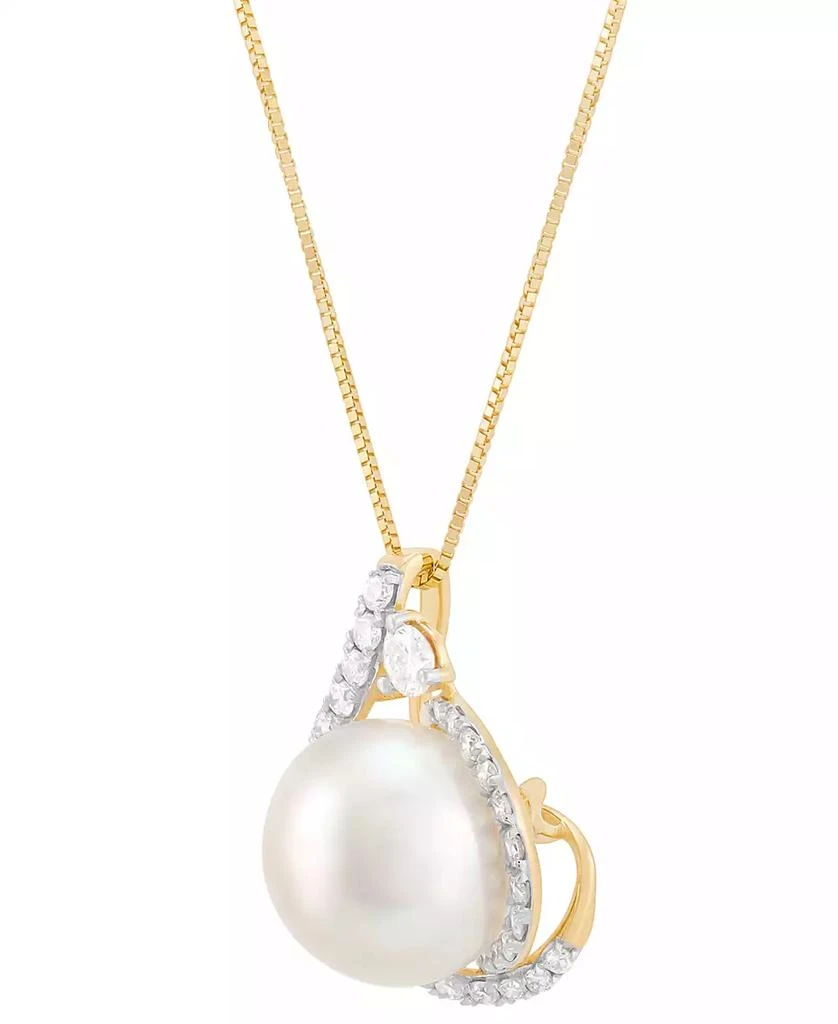 商品Grown With Love|Cultured Ming Pearl (10mm) & Lab Grown Diamond (3/8 ct. t.w.)  18" Pendant Necklace in 14k Gold,价格¥18512,第3张图片详细描述