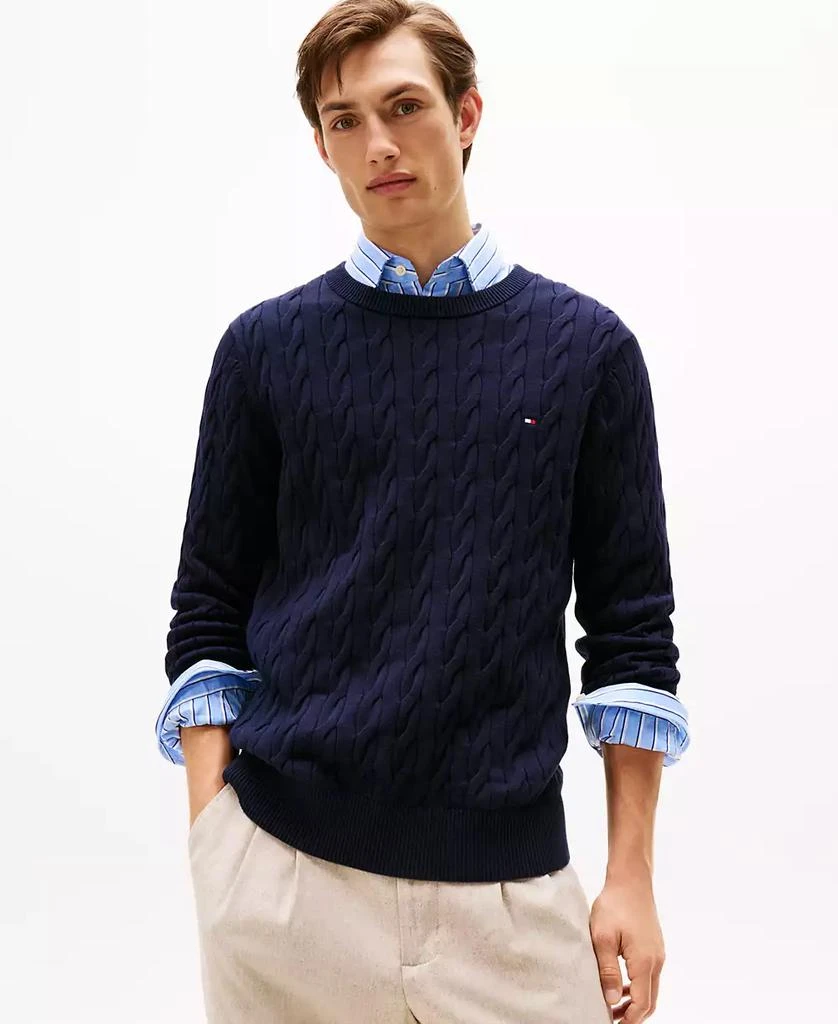 商品Tommy Hilfiger|男士经典绞花圆领毛衣,价格¥392,第1张图片