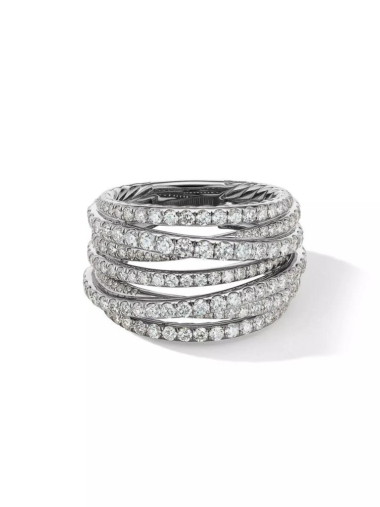 商品David Yurman|Pavé Crossover Ring in 18K White Gold,价格¥67991,第1张图片