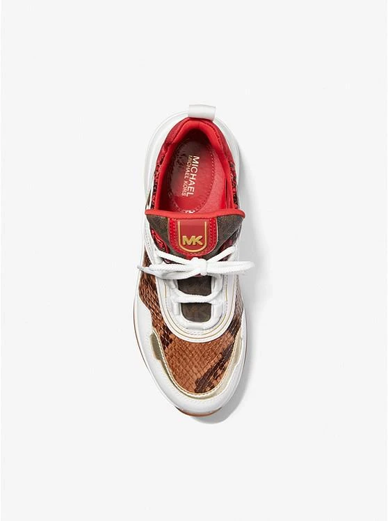 商品Michael Kors|Olympia Two-Tone Snake Embossed Leather Trainer,价格¥746,第3张图片详细描述