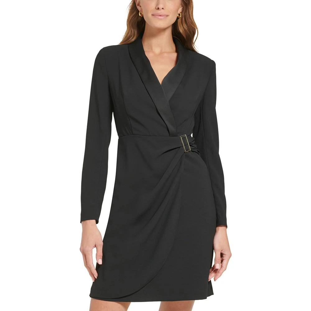 商品Tommy Hilfiger|Petite Shawl-Collar Side-Ruched Dress,价格¥432,第4张图片详细描述