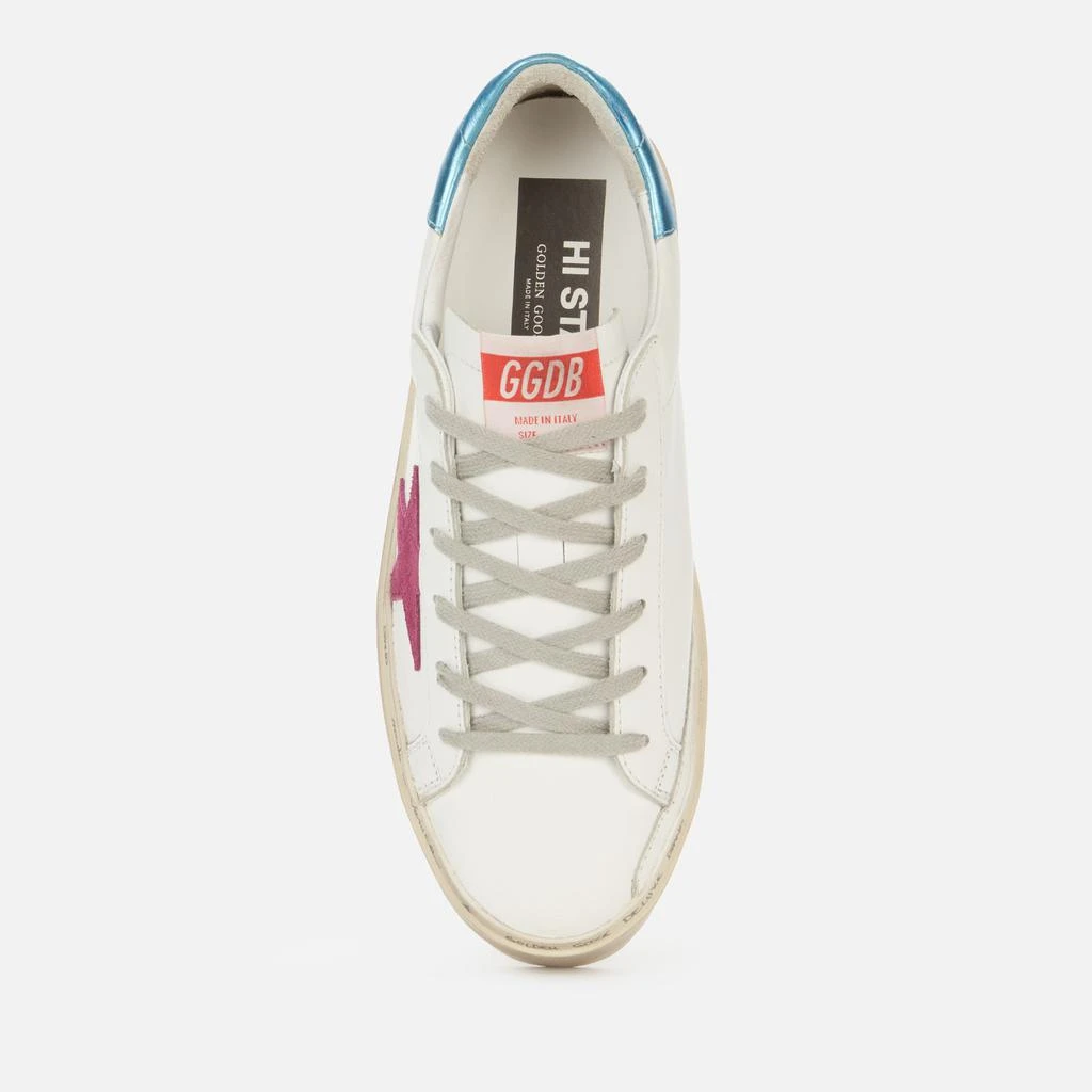 商品Golden Goose|Golden Goose Women's Hi-Star Leather Flatform Trainers - White/Light Purple/Light Blue,价格¥3526,第3张图片详细描述