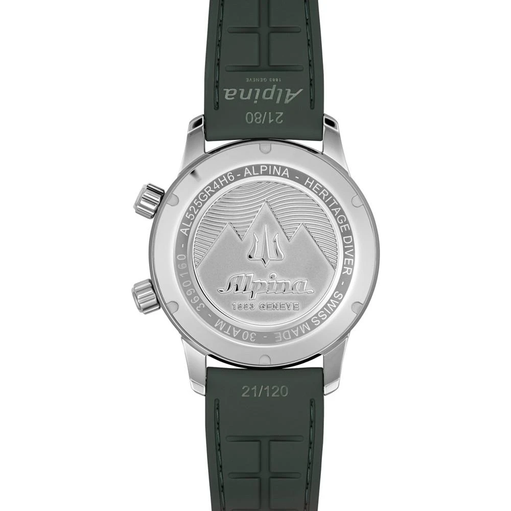 商品Alpina|Men's Swiss Automatic Seastrong Diver Green Rubber Strap Watch 42mm,价格¥14625,第2张图片详细描述