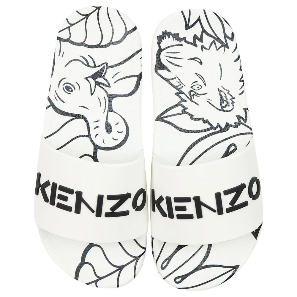 商品Kenzo|White Embossed Logo Sliders,价格¥342,第4张图片详细描述