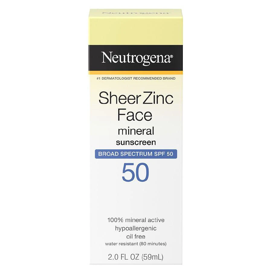 商品Neutrogena|Sheer Zinc Dry-Touch Face Sunscreen With SPF 50 Fragrance Free,价格¥56,第1张图片