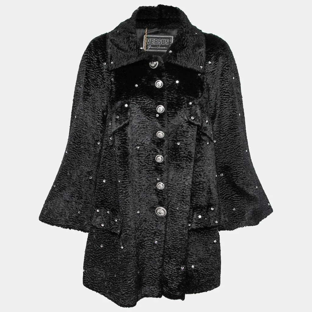 商品[二手商品] Versus Versace|Versus Versace Vintage Black Rhinestone-Embellished Faux Fur Coat S,价格¥2492,第1张图片