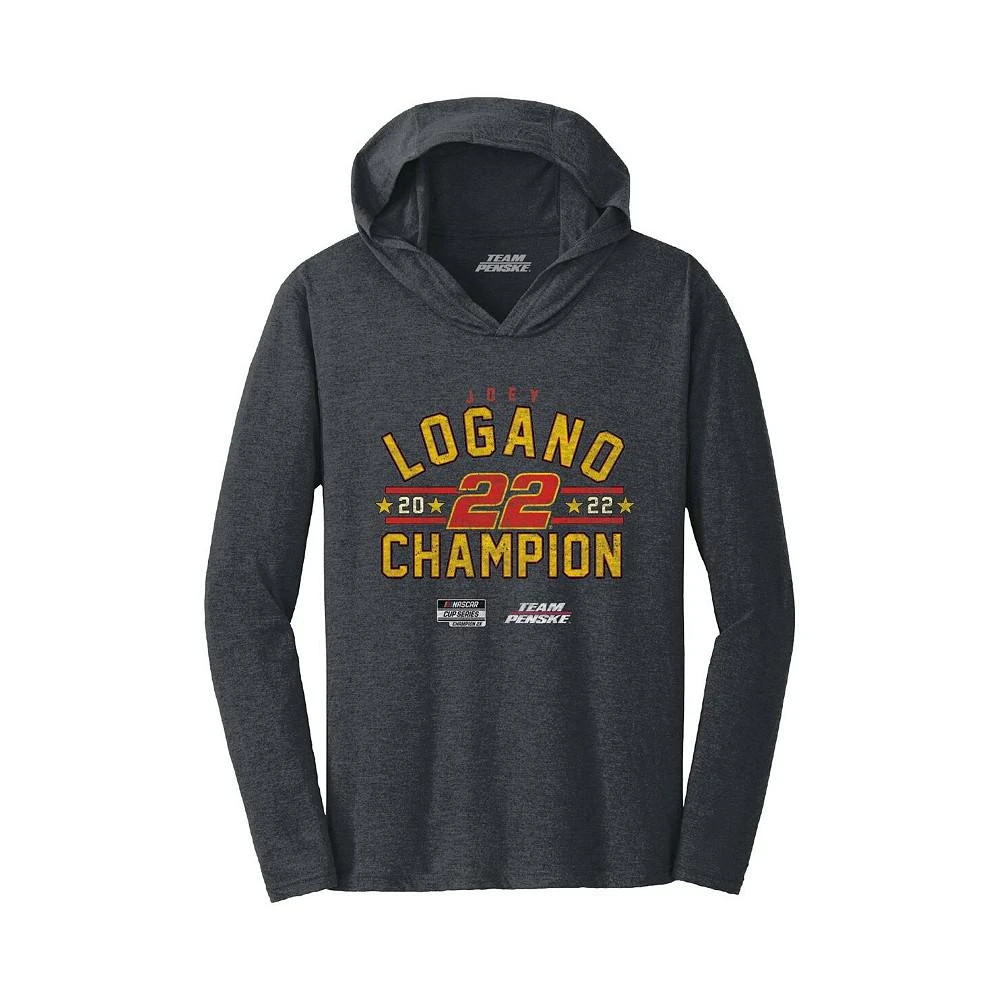 商品Team Penske|Women's Heather Black Joey Logano 2022 NASCAR Cup Series Champion Classic Long Sleeve Hoodie T-shirt,价格¥343,第3张图片详细描述