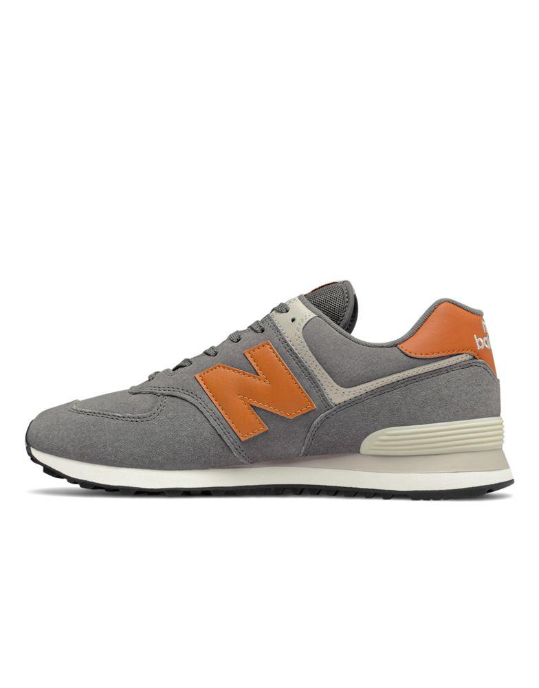 New Balance 574 trainers in grey and orange商品第3张图片规格展示