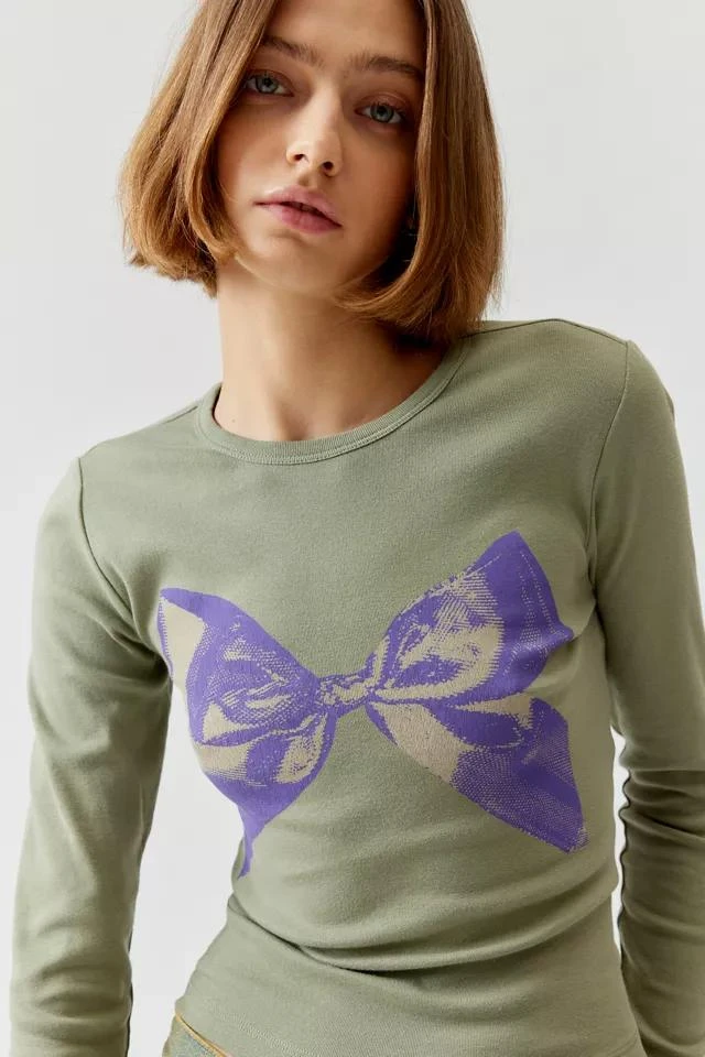 商品Urban Outfitters|Sweet Bow Long Sleeve Baby Tee,价格¥114,第2张图片详细描述