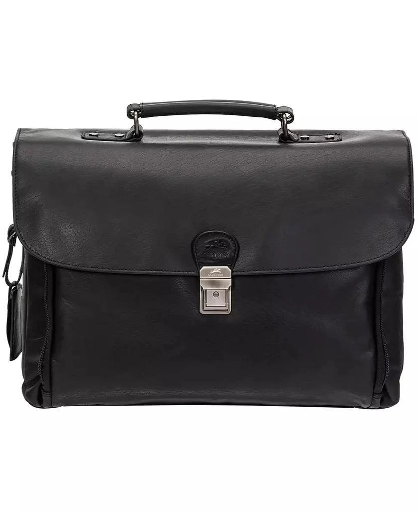 商品Mancini Leather Goods|Men's Buffalo Double Compartment Briefcase for 15.6" Laptop , Tablet,价格¥1854,第1张图片