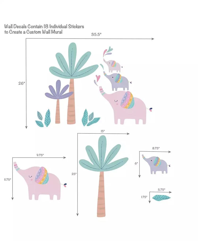 商品Bedtime Originals|Elephant Dreams Colorful Tree Wall Decals / Stickers,价格¥112,第2张图片详细描述