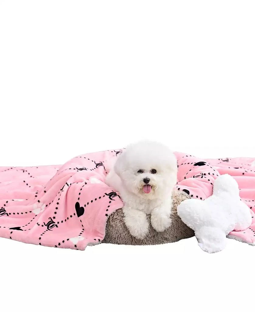 商品Juicy Couture|Paw Heart Pet Plush Sherpa 50" x 60" Blanket Bone Pillow, Set of 2,价格¥233,第5张图片详细��描述