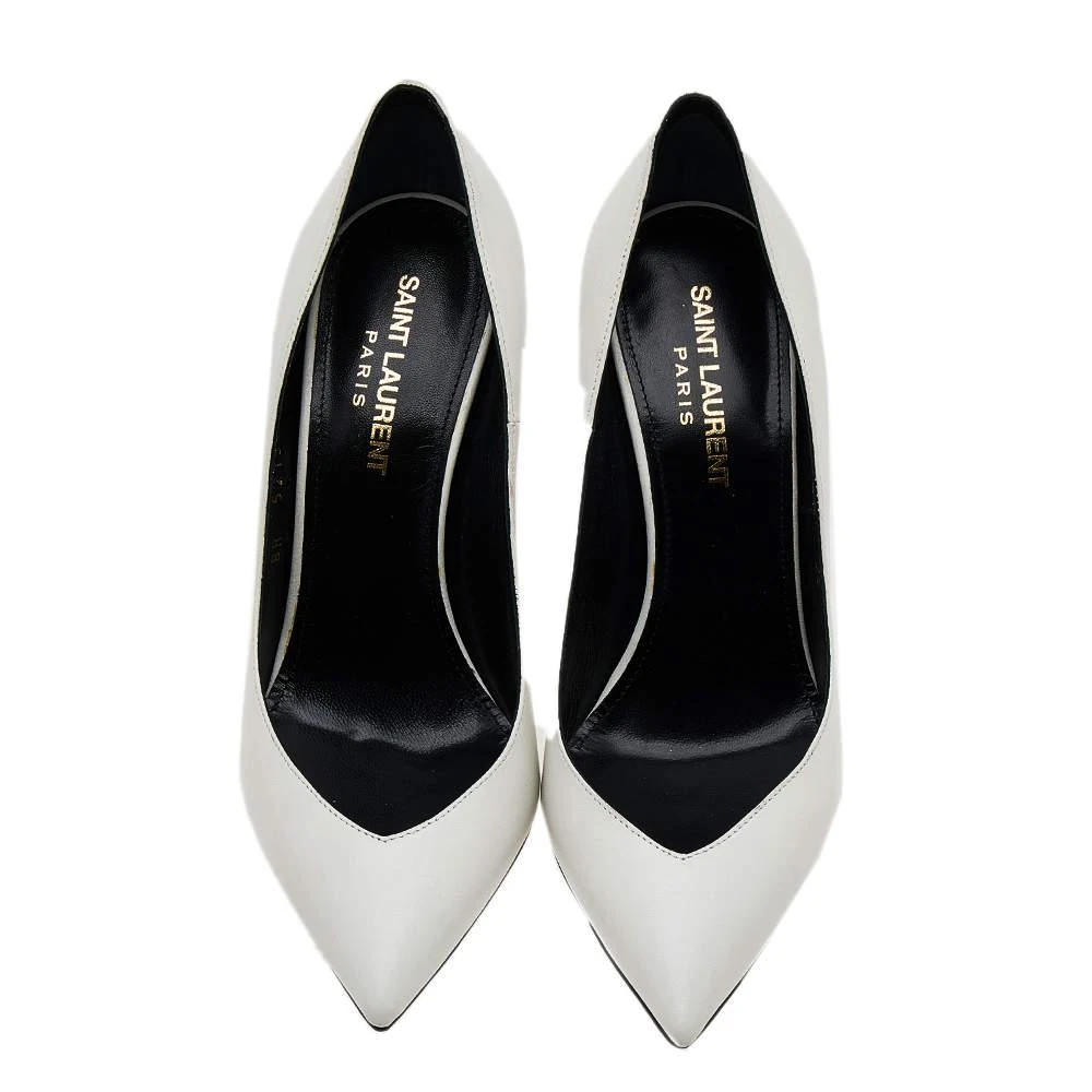 商品[二手商品] Yves Saint Laurent|Saint Laurent White Leather Pointed Toe Pumps Size 36,价格¥1253,第3张图片详细描述