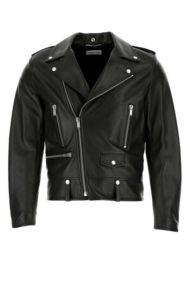 商品Yves Saint Laurent|Saint Laurent Leather Biker Jacket,价格¥24952,第1张图片