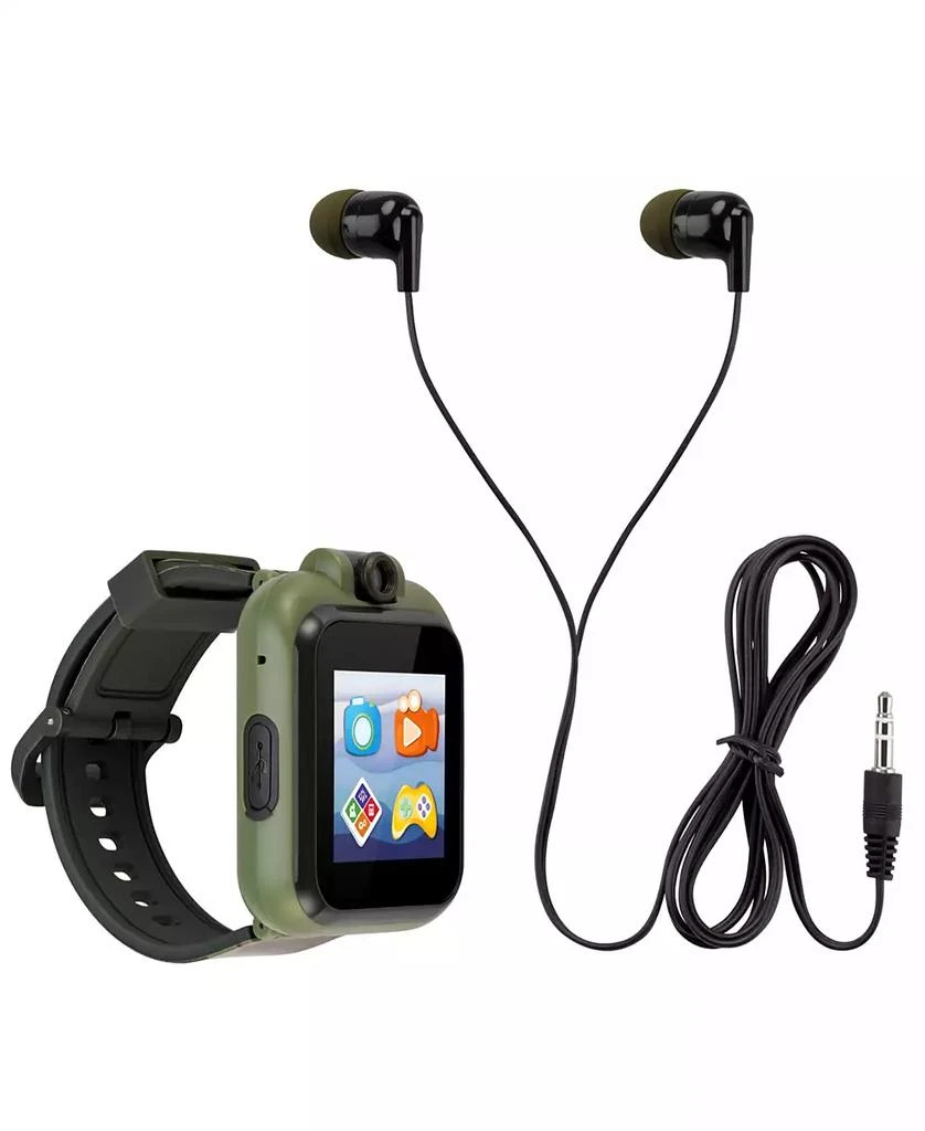 商品Playzoom|Kid's Dark Green Camo Prints Silicone Strap Touchscreen Smart Watch 42mm with Earbuds Gift Set,价格¥187,第4张图片详细描述