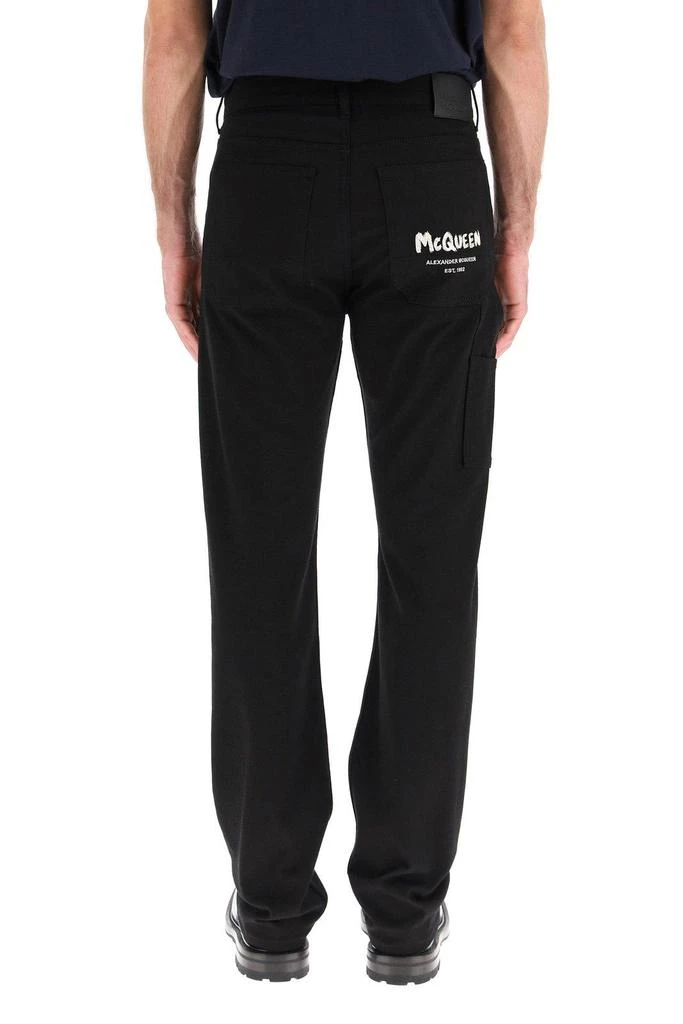 商品Alexander McQueen|Graffiti Logo Straight-leg Jeans,价格¥3229,第4张图片详细描述