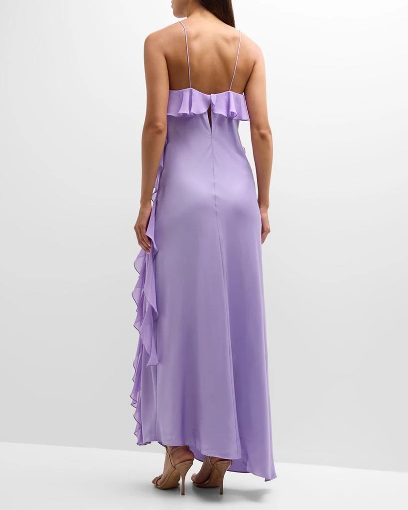 商品PINKO|Fermione Long Ruffle Satin Slit Dress,价格¥4621,第4张图片详细描述