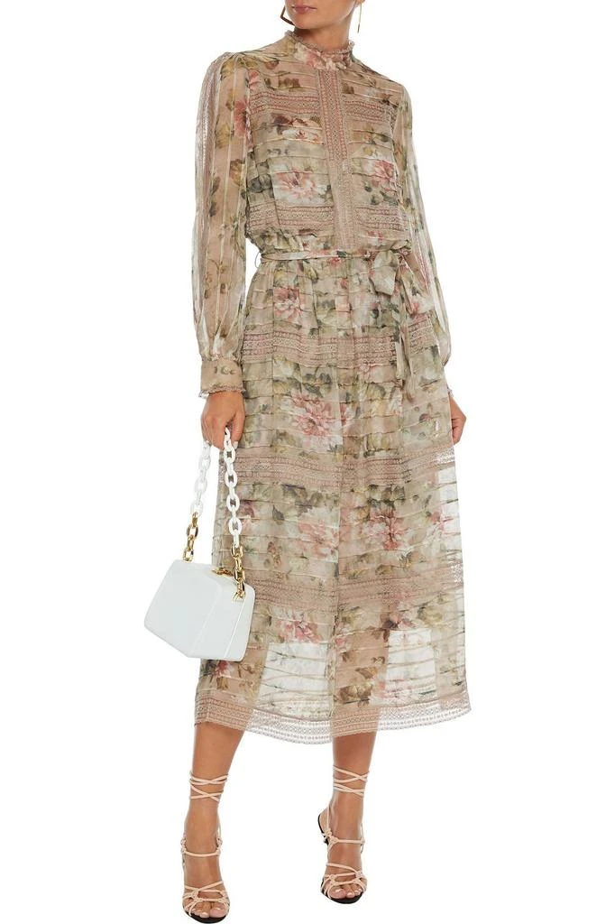 商品Zimmermann|Fleeting Pintuck lace-trimmed floral-print georgette midi dress,价格¥4312,第2张图片详细描述