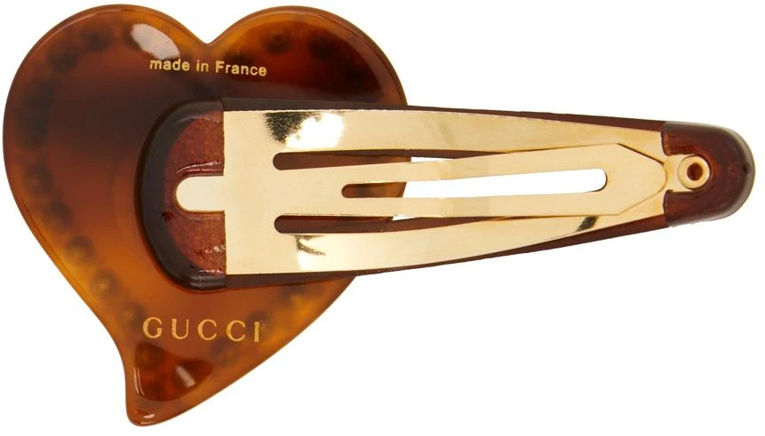 商品Gucci|Tortoiseshell GG Heart Hair Clip,价格¥2947,第2张图片详细描述