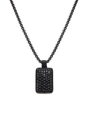商品Effy|Black Rhodium Plated Sterling Silver & Black Spinel Dog Tag Pendant Necklace,价格¥3309,第1张图片