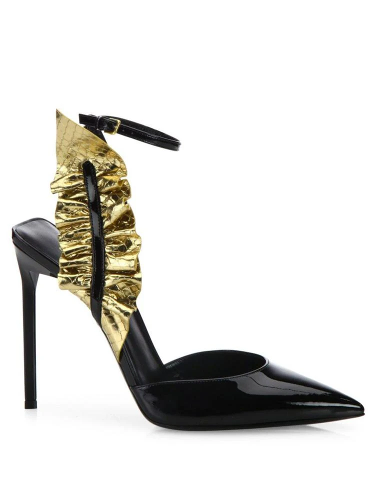 商品Yves Saint Laurent|Edie Metallic & Patent Leather Ankle-Strap Pumps,价格¥2985,第5张图片详细描述