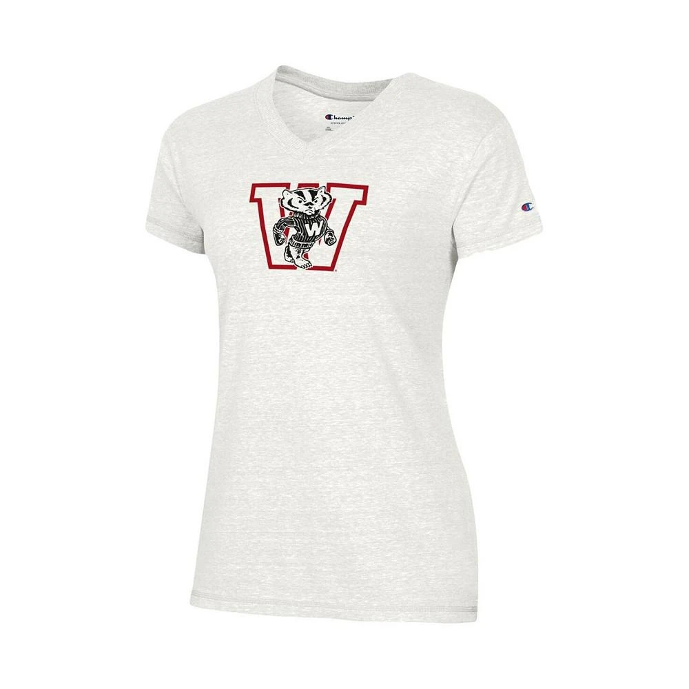 商品CHAMPION|Women's White Wisconsin Badgers Vault Logo V-Neck T-shirt,价格¥222,第3张图片详细描述