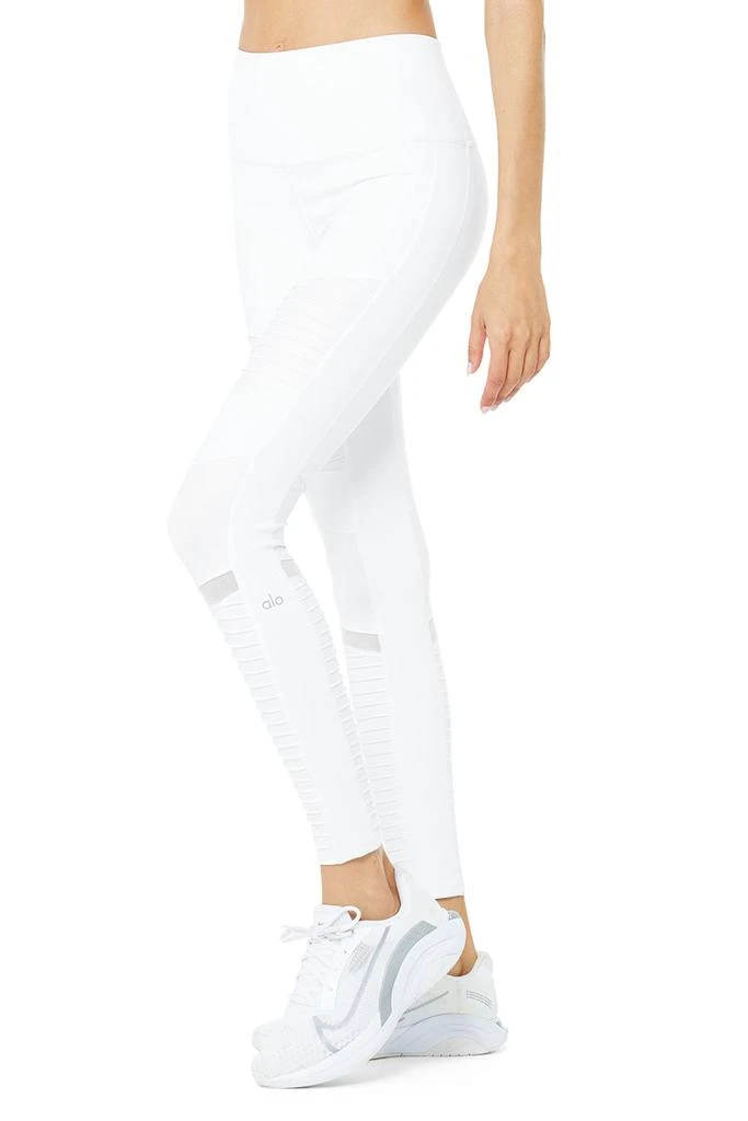 商品Alo|7/8 High-Waist Moto Legging - White,价格¥540,第3张图片详细描述