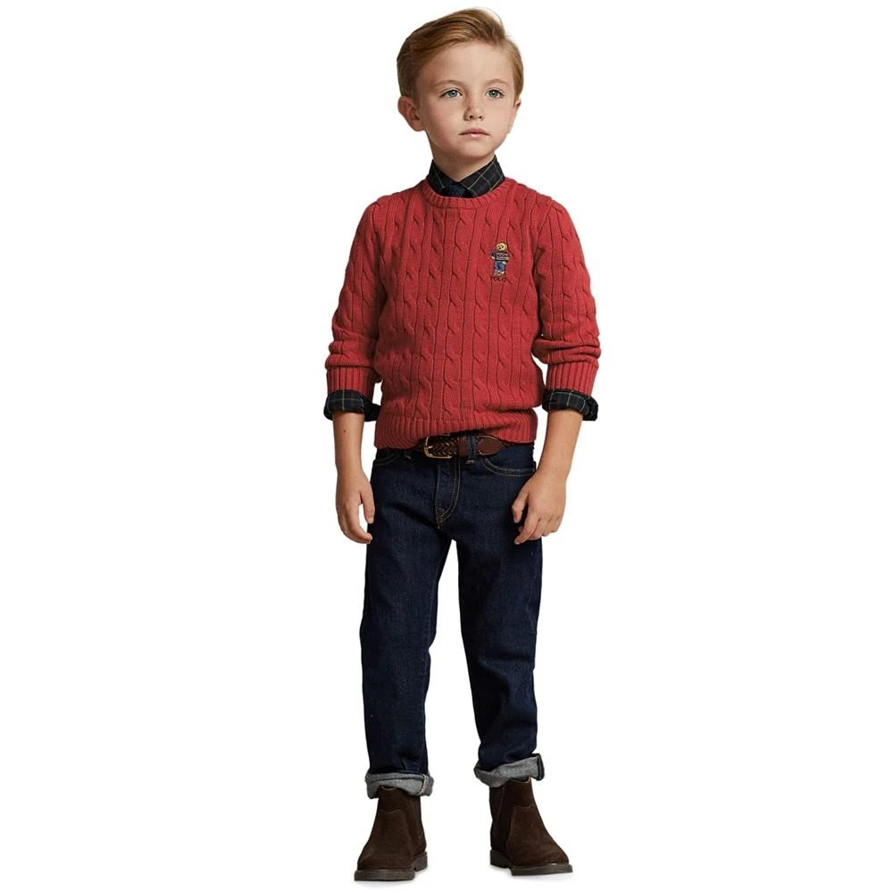 商品Ralph Lauren|Toddler and Little Boys Polo Bear Cable-Knit Sweater,价格¥211,第2张图片详细描述