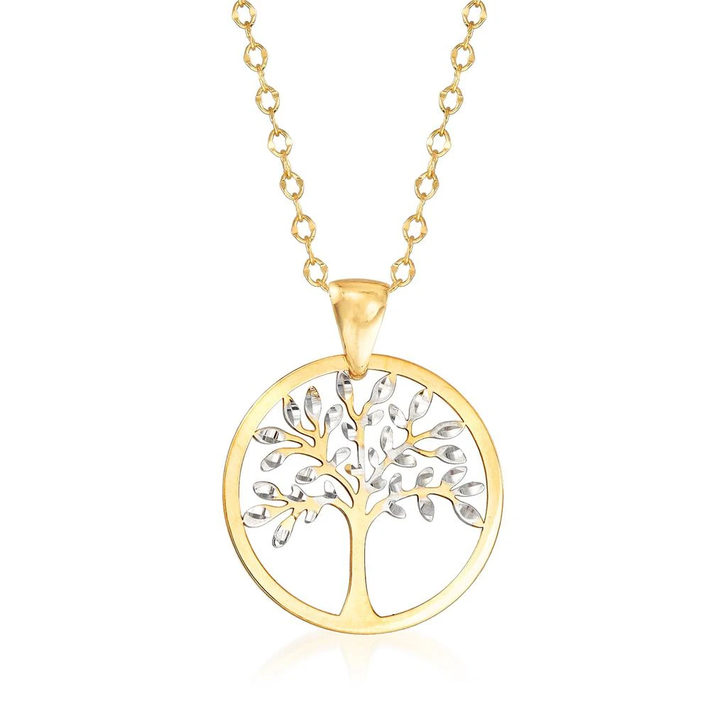 商品Ross-Simons|Italian 18kt 2-Tone Gold Cut-Out Tree Of Life Pendant Necklace,价格¥4735,第1张图片