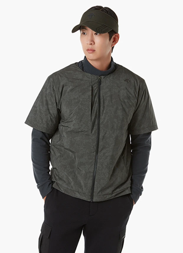 商品【预售商品15天发货】 DESCENTE|高尔夫系列男士图案短袖羽绒外套适合休闲 DP31MFDJ94-KHAG,价格¥2071,第1张图片