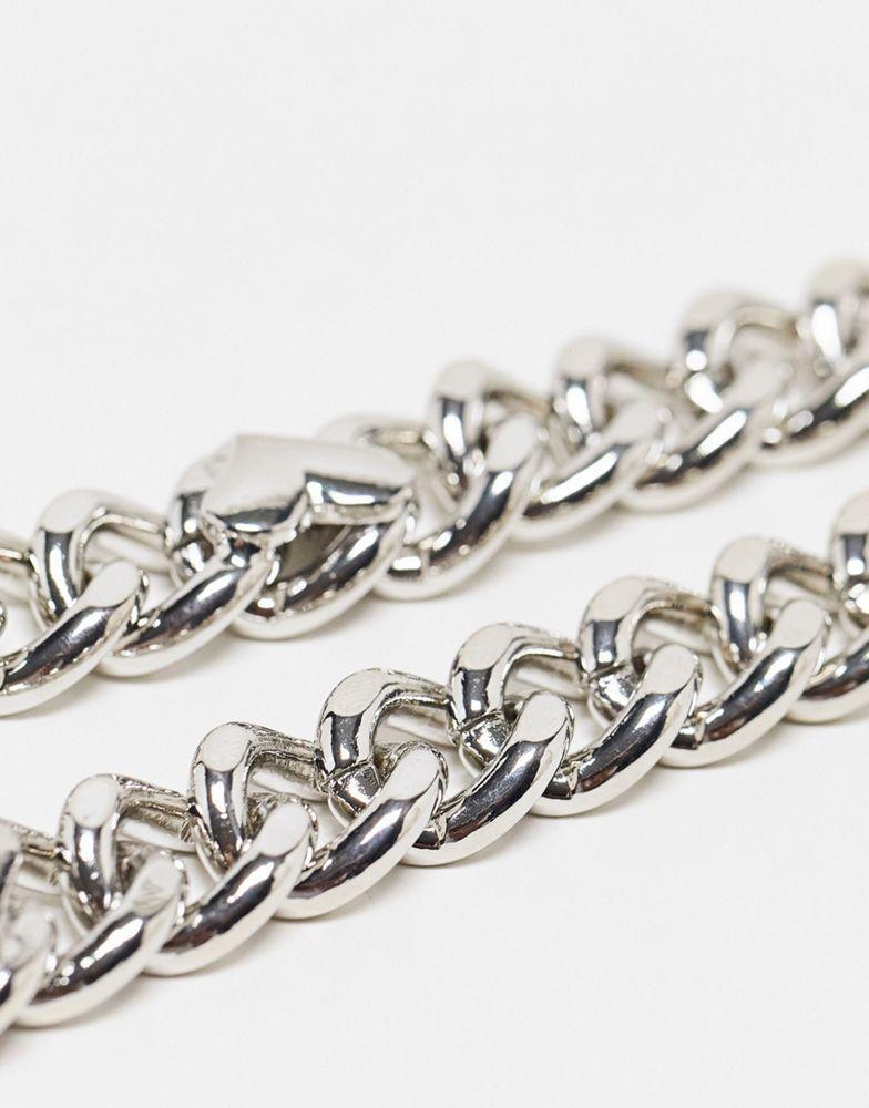 商品Reclaimed Vintage|Reclaimed Vintage unisex ultimate chunky heart chain necklace in silver,价格¥98,第5张图片详细描述