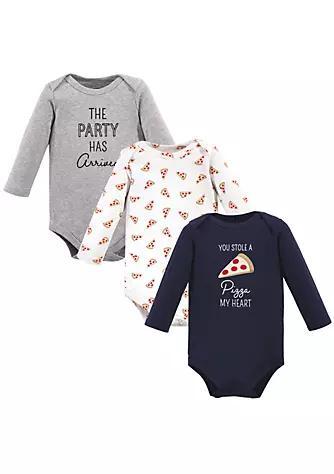 商品Hudson|Hudson Baby Infant Boy Cotton Long-Sleeve Bodysuits, Pizza,价格¥127-¥134,第1张图片