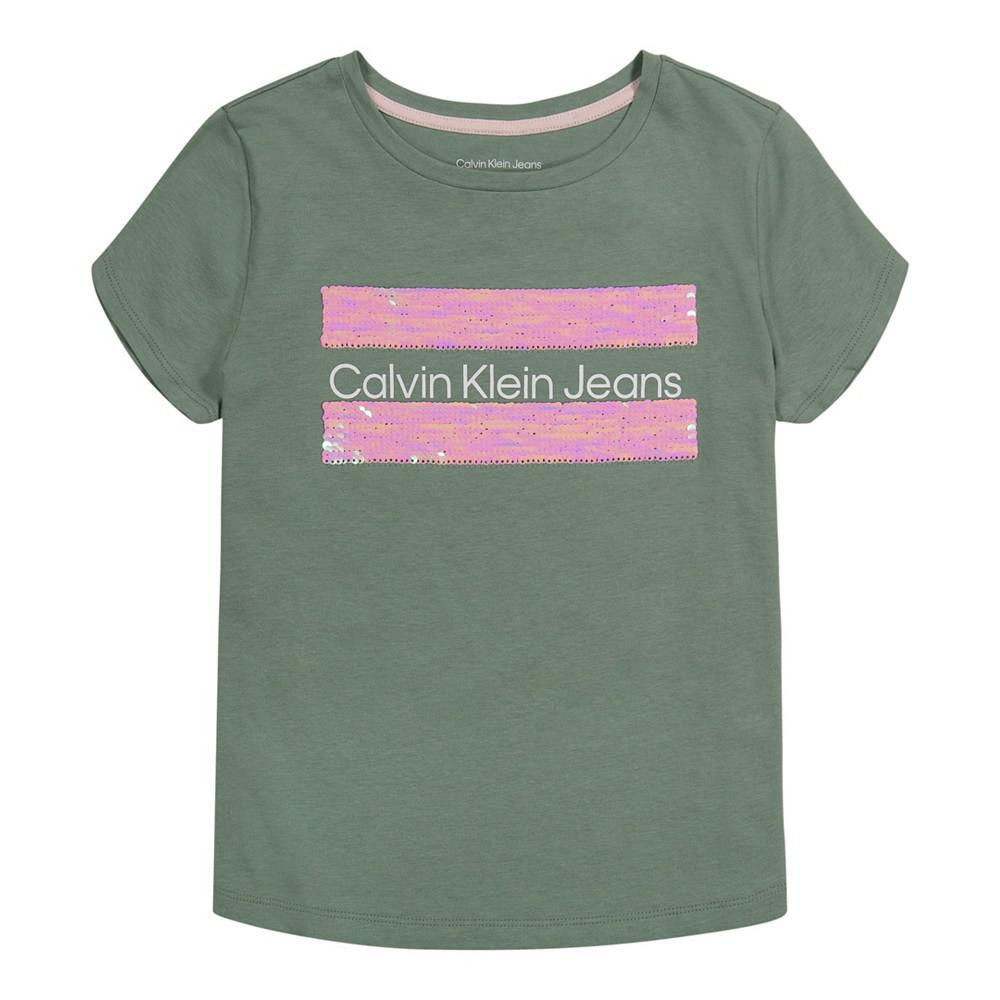商品Calvin Klein|Big Girls Block Shine Flip-Sequin T-shirt,价格¥98,第5张图片详细描述